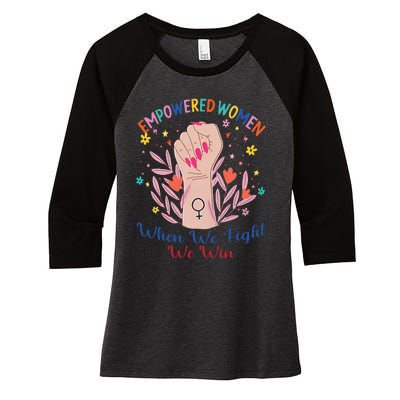 Boho Flower When We Fight We Win Kamala Supporter Women's Tri-Blend 3/4-Sleeve Raglan Shirt