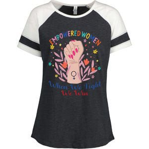 Boho Flower When We Fight We Win Kamala Supporter Enza Ladies Jersey Colorblock Tee