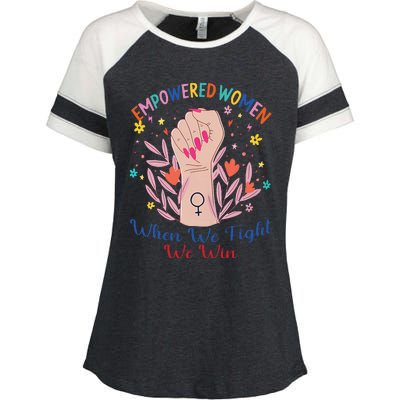 Boho Flower When We Fight We Win Kamala Supporter Enza Ladies Jersey Colorblock Tee