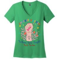 Boho Flower When We Fight We Win Kamala Supporter Women's V-Neck T-Shirt