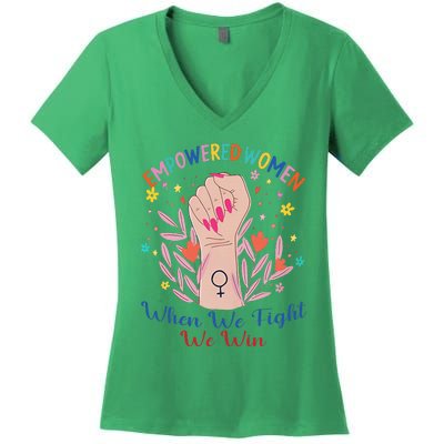 Boho Flower When We Fight We Win Kamala Supporter Women's V-Neck T-Shirt