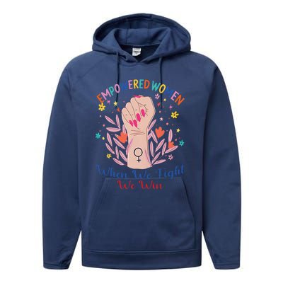 Boho Flower When We Fight We Win Kamala Supporter Performance Fleece Hoodie