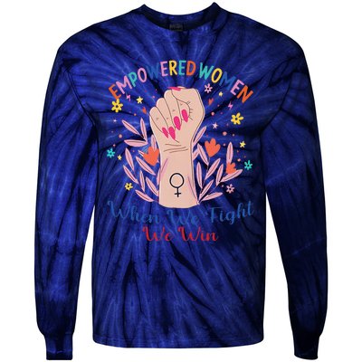 Boho Flower When We Fight We Win Kamala Supporter Tie-Dye Long Sleeve Shirt