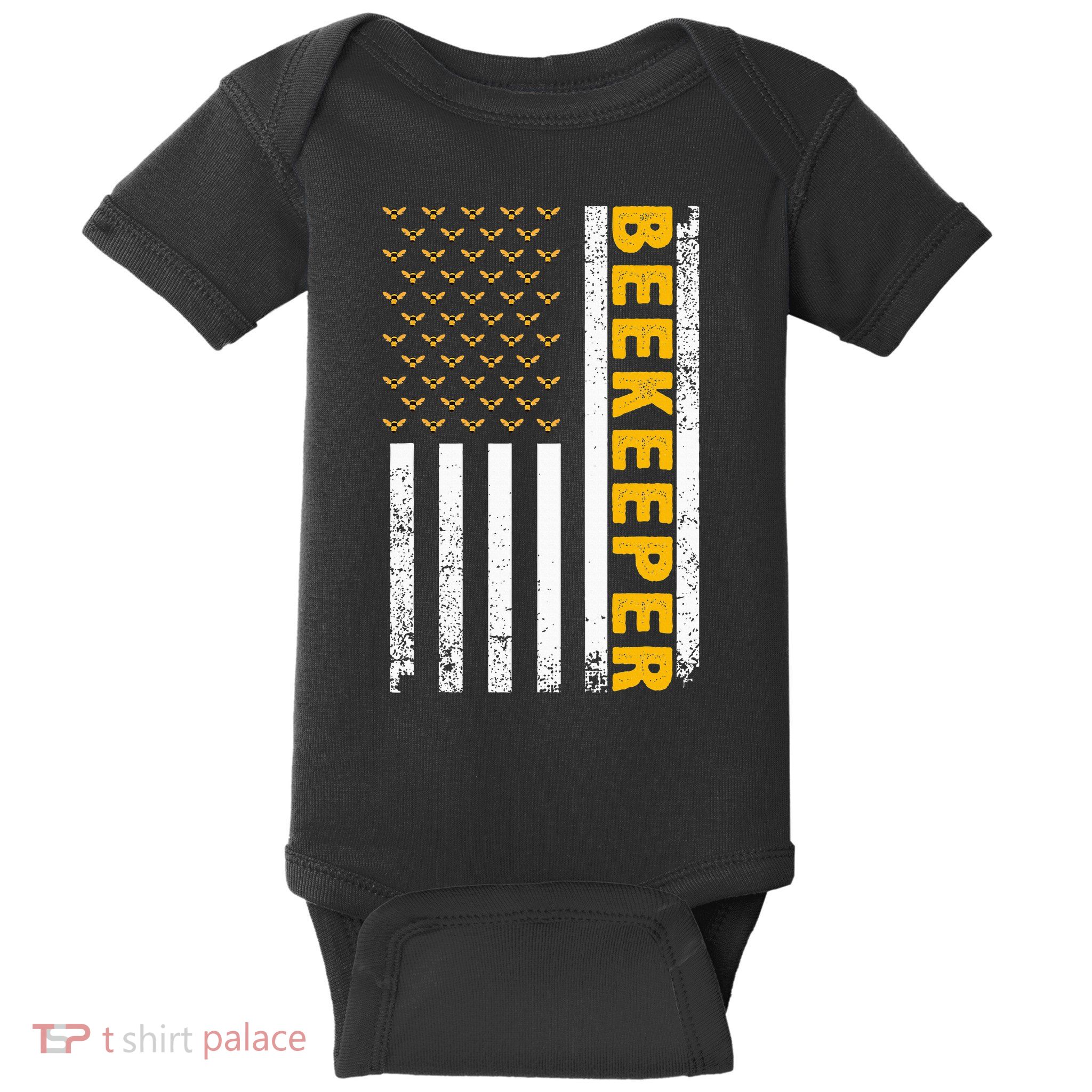 Beekeeper For Women Beekeeping American Flag Bee Lover Baby Bodysuit