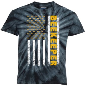 Beekeeper For Women Beekeeping American Flag Bee Lover Kids Tie-Dye T-Shirt