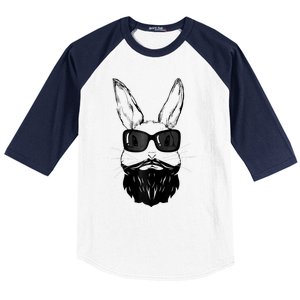 Bunny Face With Sunglasses And Beard Easter Day Baseball Sleeve Shirt