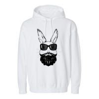 Bunny Face With Sunglasses And Beard Easter Day Garment-Dyed Fleece Hoodie