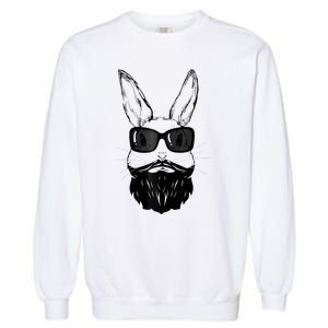 Bunny Face With Sunglasses And Beard Easter Day Garment-Dyed Sweatshirt