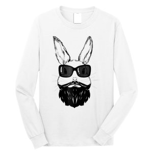 Bunny Face With Sunglasses And Beard Easter Day Long Sleeve Shirt