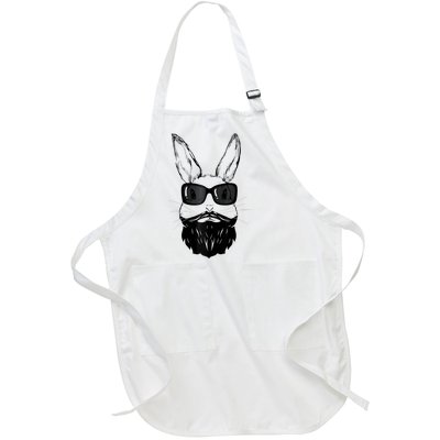 Bunny Face With Sunglasses And Beard Easter Day Full-Length Apron With Pockets