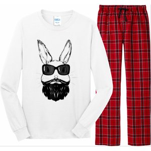 Bunny Face With Sunglasses And Beard Easter Day Long Sleeve Pajama Set