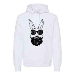 Bunny Face With Sunglasses And Beard Easter Day Premium Hoodie