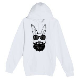 Bunny Face With Sunglasses And Beard Easter Day Premium Pullover Hoodie