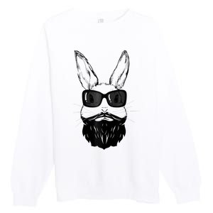 Bunny Face With Sunglasses And Beard Easter Day Premium Crewneck Sweatshirt