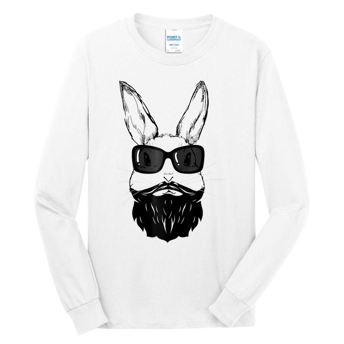 Bunny Face With Sunglasses And Beard Easter Day Tall Long Sleeve T-Shirt