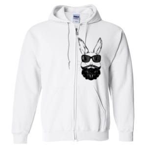 Bunny Face With Sunglasses And Beard Easter Day Full Zip Hoodie