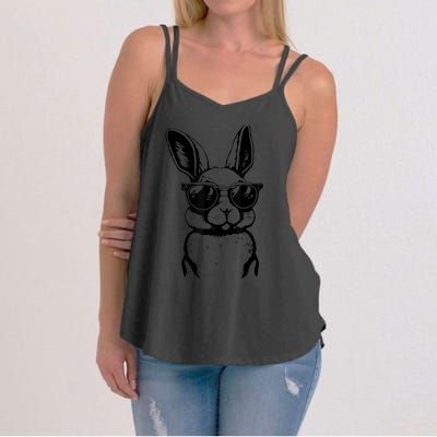 Bunny Face With Sunglasses For Boy  kid Happy Easter Day Women's Strappy Tank