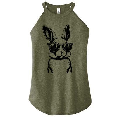 Bunny Face With Sunglasses For Boy  kid Happy Easter Day Women's Perfect Tri Rocker Tank