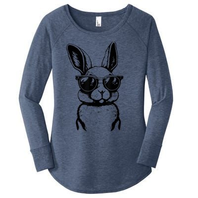 Bunny Face With Sunglasses For Boy  kid Happy Easter Day Women's Perfect Tri Tunic Long Sleeve Shirt