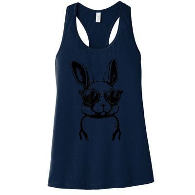 Bunny Face With Sunglasses For Boy  kid Happy Easter Day Women's Racerback Tank