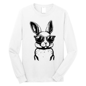 Bunny Face With Sunglasses For Easter Day Long Sleeve Shirt