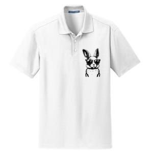 Bunny Face With Sunglasses For Easter Day Dry Zone Grid Polo