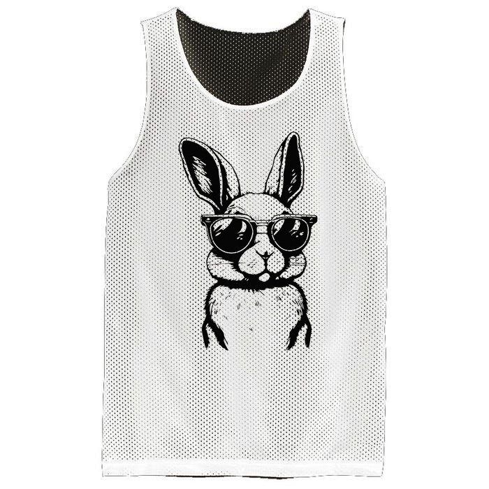 Bunny Face With Sunglasses For Easter Day Mesh Reversible Basketball Jersey Tank