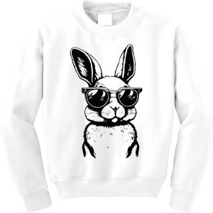 Bunny Face With Sunglasses For Easter Day Kids Sweatshirt