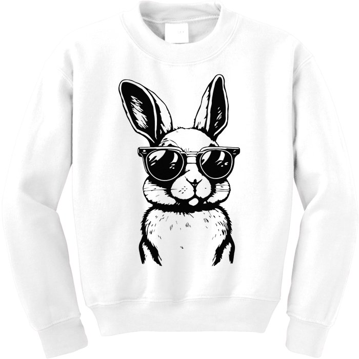 Bunny Face With Sunglasses For Easter Day Kids Sweatshirt