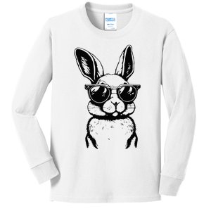 Bunny Face With Sunglasses For Easter Day Kids Long Sleeve Shirt