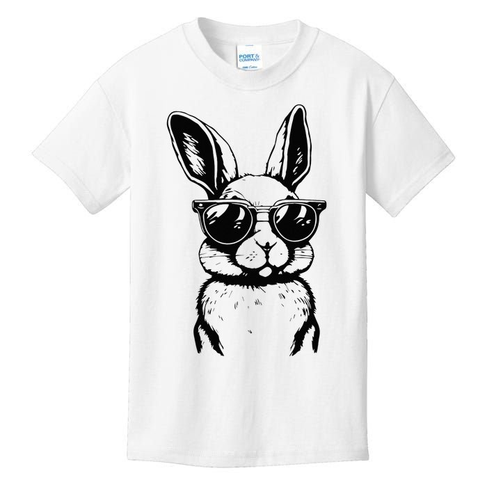 Bunny Face With Sunglasses For Easter Day Kids T-Shirt