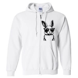 Bunny Face With Sunglasses For Easter Day Full Zip Hoodie