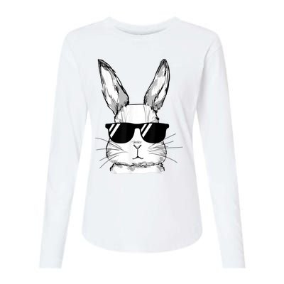 Bunny Face With Sunglasses For Boy  Kid Easter Day Womens Cotton Relaxed Long Sleeve T-Shirt