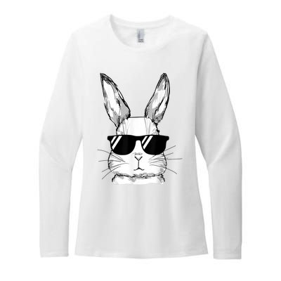 Bunny Face With Sunglasses For Boy  Kid Easter Day Womens CVC Long Sleeve Shirt