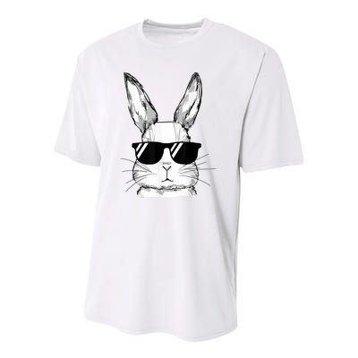 Bunny Face With Sunglasses For Boy  Kid Easter Day Youth Performance Sprint T-Shirt