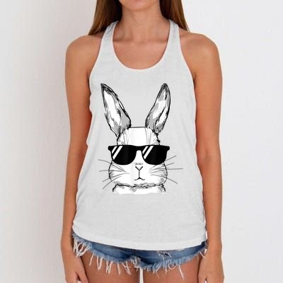 Bunny Face With Sunglasses For Boy  Kid Easter Day Women's Knotted Racerback Tank