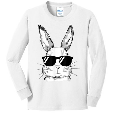 Bunny Face With Sunglasses For Boy  Kid Easter Day Kids Long Sleeve Shirt