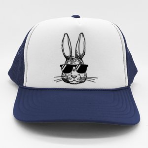 Bunny Face With Sunglasses For Boys Men Kids Easter Day Trucker Hat