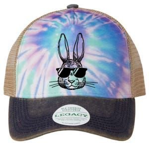 Bunny Face With Sunglasses For Boys Men Kids Easter Day Legacy Tie Dye Trucker Hat