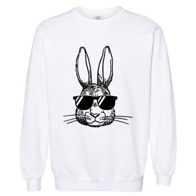 Bunny Face With Sunglasses For Boys Men Kids Easter Day Garment-Dyed Sweatshirt