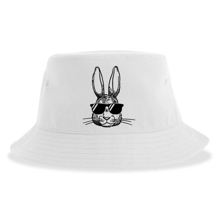 Bunny Face With Sunglasses For Boys Men Kids Easter Day Sustainable Bucket Hat