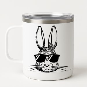 Bunny Face With Sunglasses For Boys Men Kids Easter Day 12 oz Stainless Steel Tumbler Cup