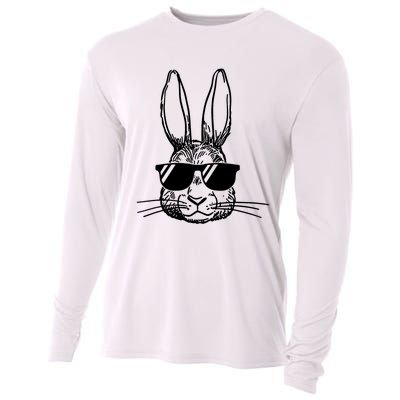 Bunny Face With Sunglasses For Boys Men Kids Easter Day Cooling Performance Long Sleeve Crew