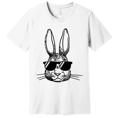 Bunny Face With Sunglasses For Boys Men Kids Easter Day Premium T-Shirt