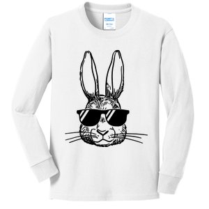 Bunny Face With Sunglasses For Boys Men Kids Easter Day Kids Long Sleeve Shirt