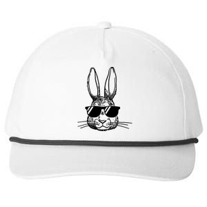 Bunny Face With Sunglasses For Boys Men Kids Easter Day Snapback Five-Panel Rope Hat