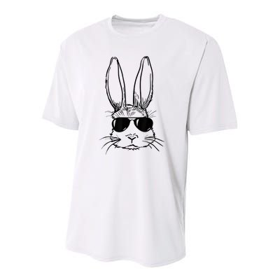 Bunny Face With Sunglasses For Boy  Kid Easter Day Youth Performance Sprint T-Shirt