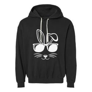 Bunny Face With Sunglasses Easter Day Garment-Dyed Fleece Hoodie