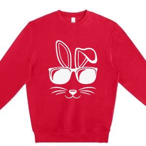 Bunny Face With Sunglasses Easter Day Premium Crewneck Sweatshirt