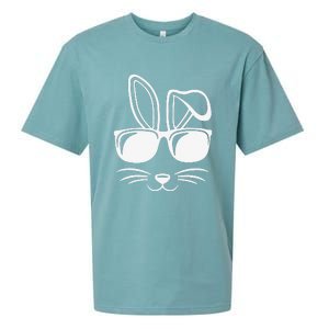 Bunny Face With Sunglasses Easter Day Sueded Cloud Jersey T-Shirt